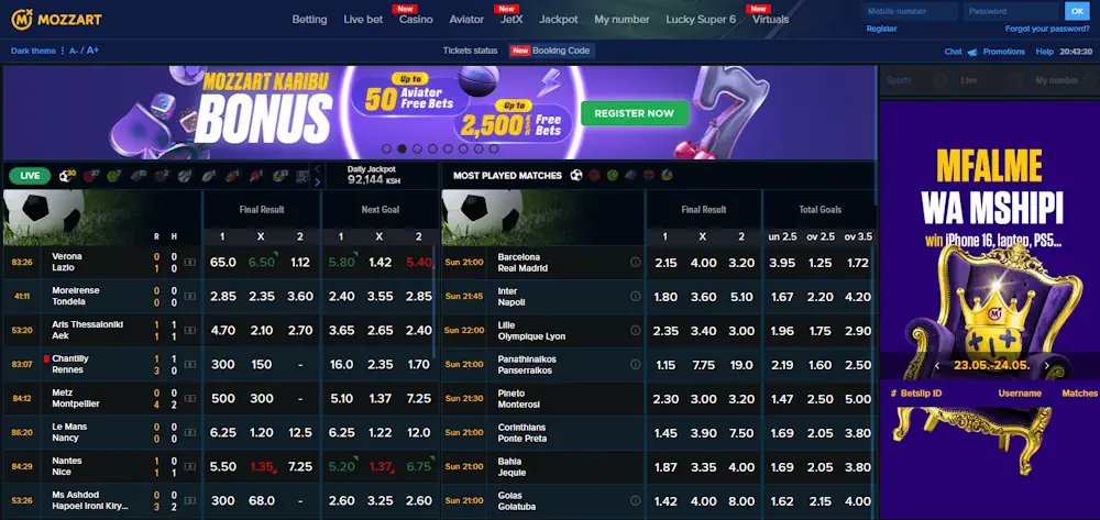 Mozzartbet Casino and Sportsbook Screenshot